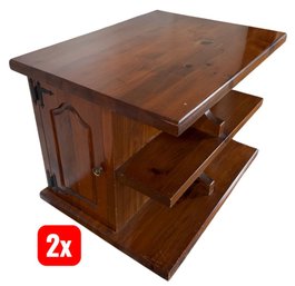 Axel Einar Hjorth Style Old Solid Wooden Swedish Novo Shelf End Table Pair (LR)