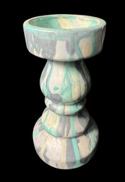 1980s Hand Painted Ceramic Candle Holder