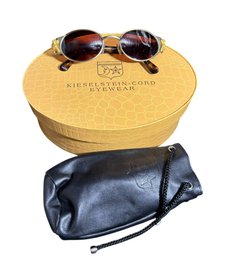 Kieselstein-Cord Oval Sunglasses With Gilded Alligators In Original Box