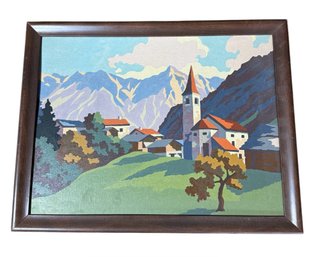 MCM Italian Village Landscape Framed Painting (LR)