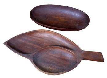 Carved Wooden Serving Bowls 2pc (K)