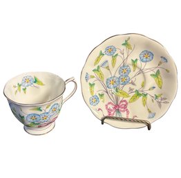 Royal Albert English Bone China Morning Glory Floral Teacup & Saucer
