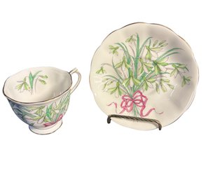 Royal Albert English Bone China Snowdrop Floral Teacup & Saucer
