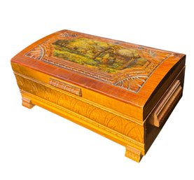 Carved Wooden Storage Chest
