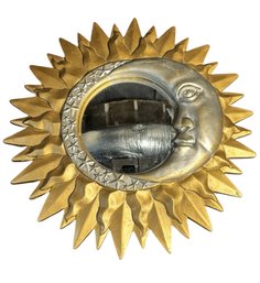 Gold And Silver Tone Sun & Moon Hanging Wall Mirror