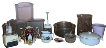 Shelf Full Of Assorted Glassware, Kitchen Appliances & Storage (B)