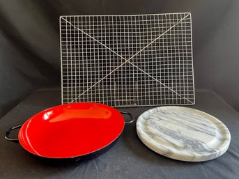 Baking Rack, Sauce Pan, Marble Cutting Board