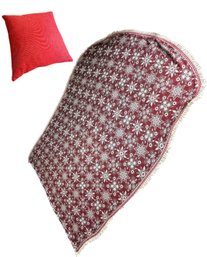 Red & White Twin Size Bedspread & Red Throw Pillow (LR)