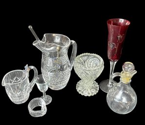 Collection Of Clear Glass Candy Dishes, Pitchers, And More 7pc