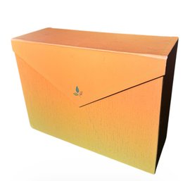 Yellow Storage Box Filled With Assorted Unused Greeting Cards