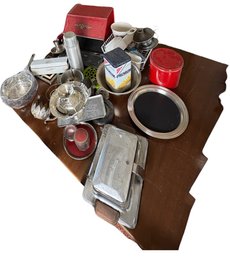 Metal Pewter, Silver Plated, And Assorted Kitchen Ware 27pc (LR)