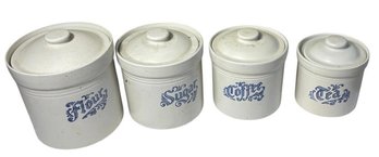 Pfaltzgraff Yorktowne Flour, Sugar, Coffee, And Tea Canisters 4pc (K)