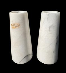 Genuine Quarry Marble Bud Vase Pair
