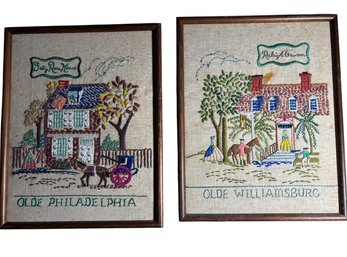 Philadelphia & Williamsburg Framed Needlepoints (g)