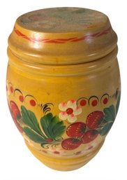 Wooden Hand Painted Floral Lidded Jar (K)