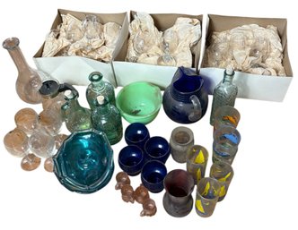 Blown Glass Trinket Dishes With Assorted Glassware (LR)