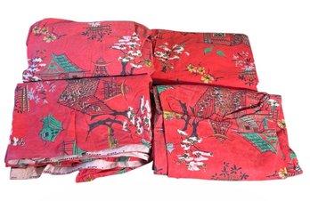 David Whitehead Guaranteed Fabric Red Oriental Fabric 4pc
