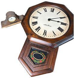 Seth Thomas Solid Wooden Wall Hanging Clock & Small Mantle Clock (DR)