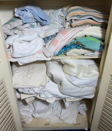 Three Shelves Full Of Bath Towels, Bedding Etc (H2)