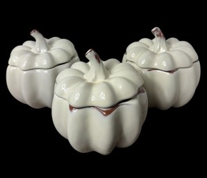 White Terracotta Pumpkin Covered Containers 3pc Set (c)