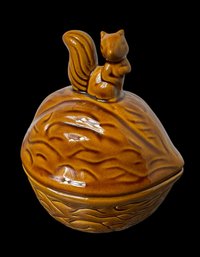 MCM Squirrel On Walnut Lidded Jar (c)