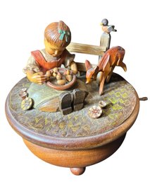 Anri Thorens Swiss Music Box Girl & Her Deer