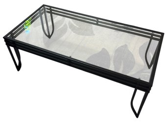 Black Metal Glass Top Coffee Table (LR)