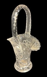 Pressed Glass Basket With Floral Design