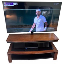 Samsung 55in Flat Screen Tv On 3 Tiered Wood & Glass Tv Stand