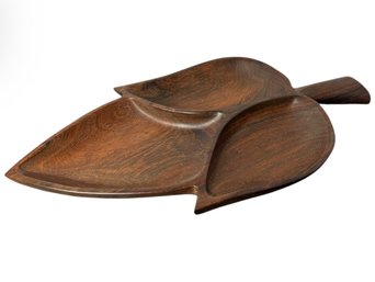 Leaf Shaped Teak Wood Divided Dish (c)