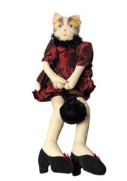 Fancy Cat In Dress Weighted Plush Doll (d)