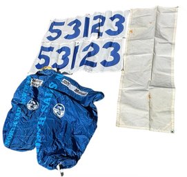 North Sails Blue Sail Storage Bags, Registration Sails, And Used White Sail 5pc (G)