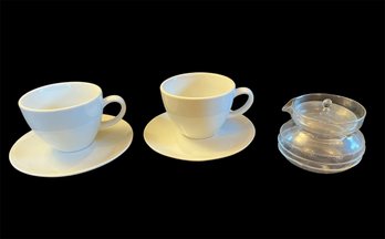 Sur La Table Teacup And Saucer Set & Thin Glass Dispenser (K)
