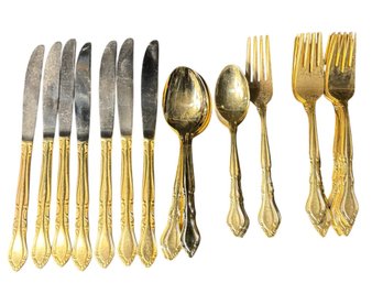 Stainless Korea Gold Tone Flatware 35pc