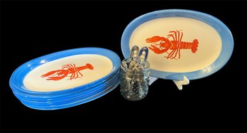 TheWAREHOUSEShelf Lobster Oval Plates & Lobster Crackers (DR)