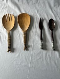 Wood Tongs Sets 2      (Dr)