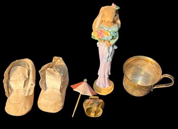 Old Baby Shoes, Rabbit Figurine, Small Bell And More