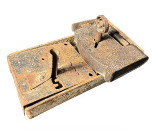 Antique Wrought Iron Locking Mechanism With Key