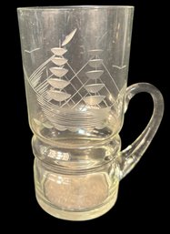 Etched Glass Clipper Ship Mug