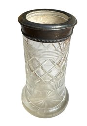 Sterling Silver Rimmed Crystal Bud Vase (O2)