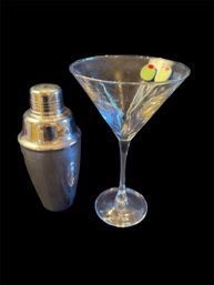 Martini Glasses Set Of 5, Stainless Steel Cocktail Shaker & Robinwood Cocktail Pick (DR)