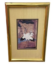 Japanese Cranes Wall Art In Gold Tone Frame