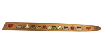Three Foot Long Folk Art Hand Painted Wooden Country Plaque
