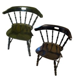 Black Painted Barrel Back Tavern Chair Pair (BR1)