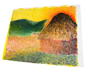 African Hut Landscape Original Painting