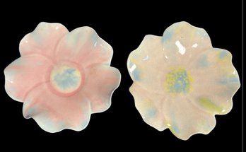 Doris Suman Floral Pottery Small Plate Pair Pink