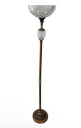 Hollywood Regency Brass & Crystal Floor Lamp Works! (LR)