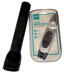 Medline Talking Infrared Thermometer & Mag-lite Flashlight (D)
