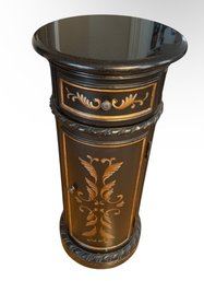 Black & Gold Drum Top Side Table Storage Cabinet (DR)