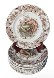 Johnson Bros Wild Turkey Native American Pattern Dinner Plates 11pc (DR)